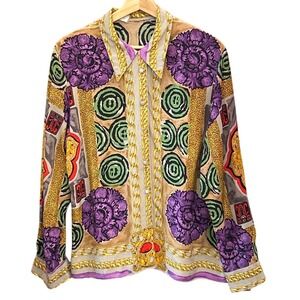Vintage 90s Maximalisst Button Up Blouse Baroque Luxury France Dopamine Dressing